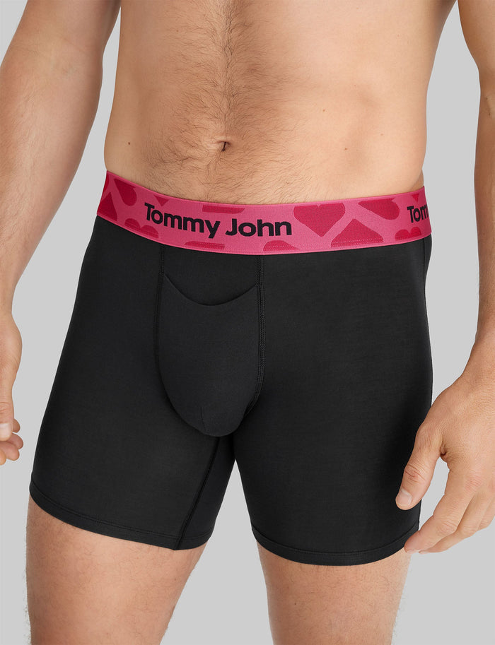 Second Skin Mid-Length Boxer Brief 6"::Black/Heart WB