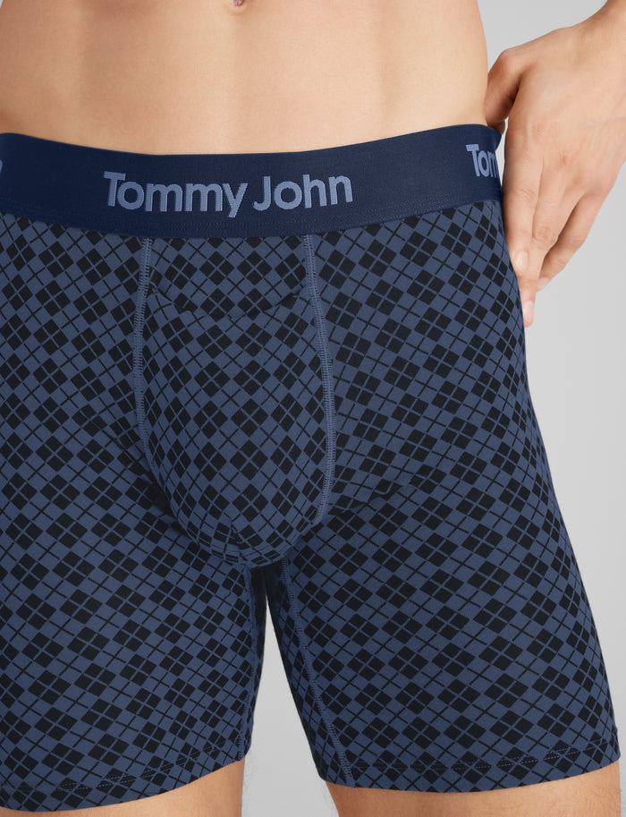 Second Skin Mid-Length Boxer Brief 6"::Oceana Argyle Tile