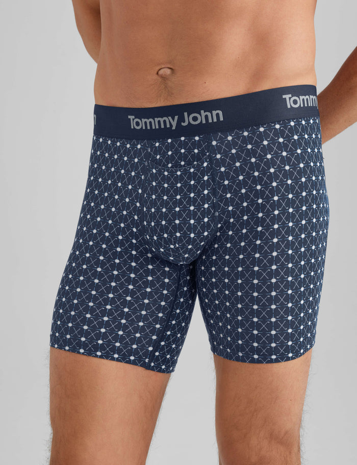 Second Skin Mid-Length Boxer Brief 6"::Dress Blues Geo Putter