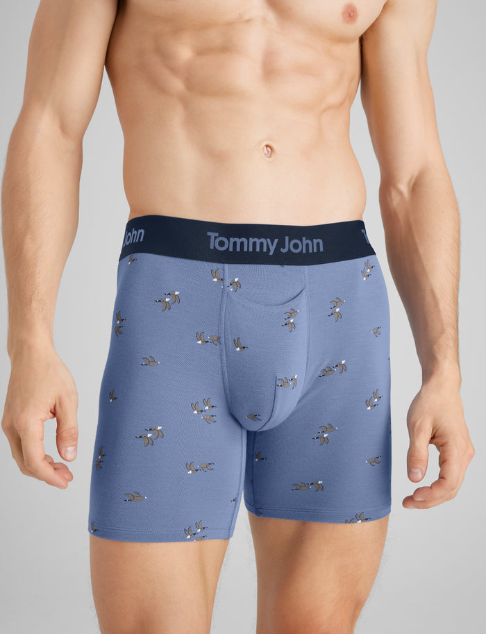 Second Skin Mid-Length Boxer Brief 6"::Colony Blue Flying South