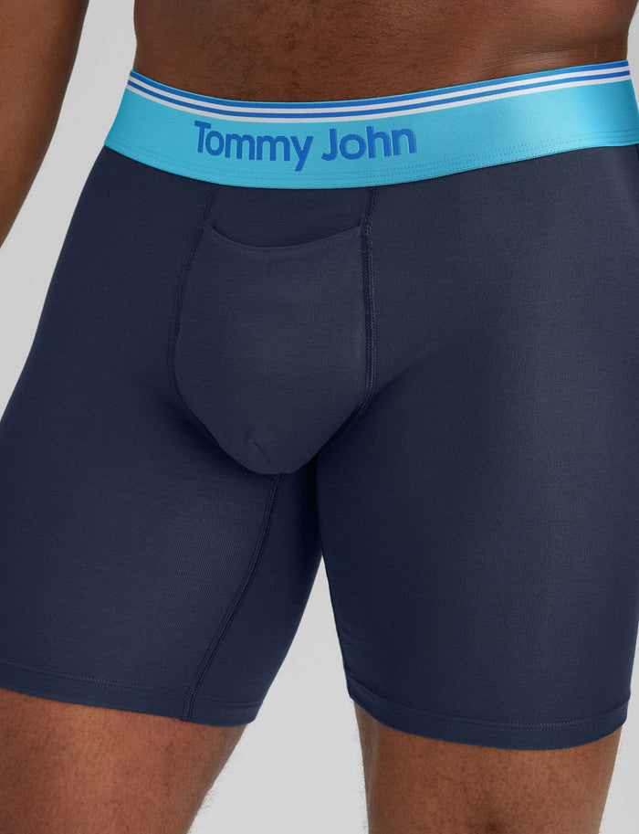 Second Skin Mid-Length Boxer Brief 6"::Dress Blues/River Blue Coastal WB
