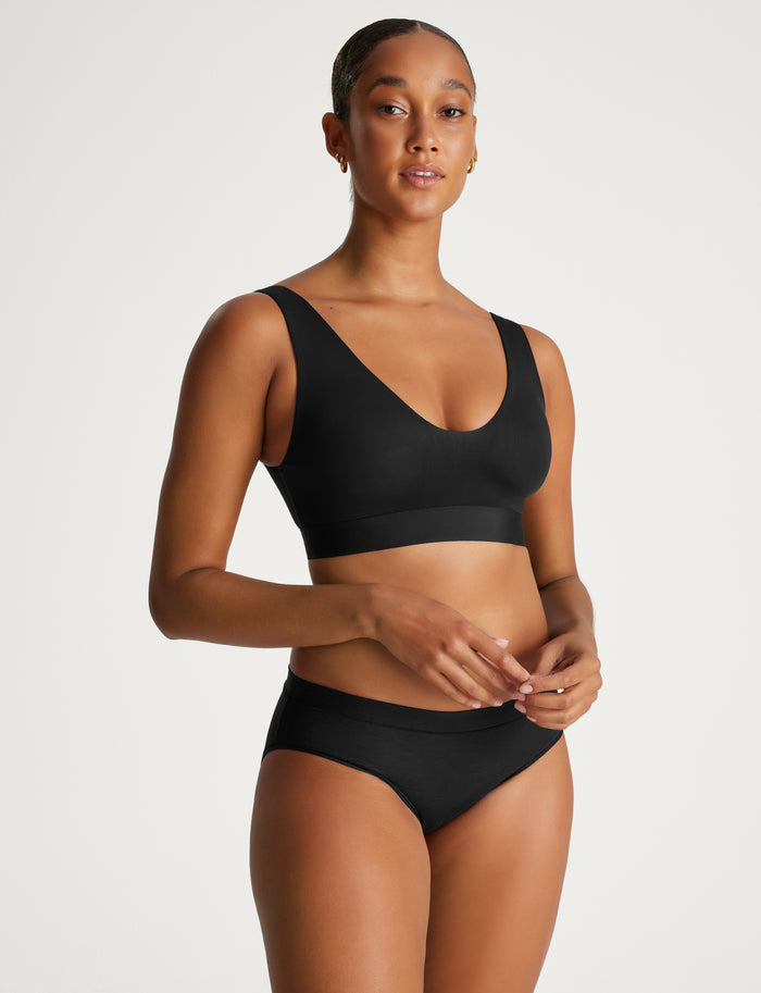 Second Skin V-Neck Bralette::Black