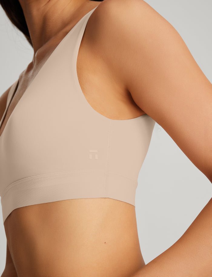 Second Skin V-Neck Bralette::Shifting Sand