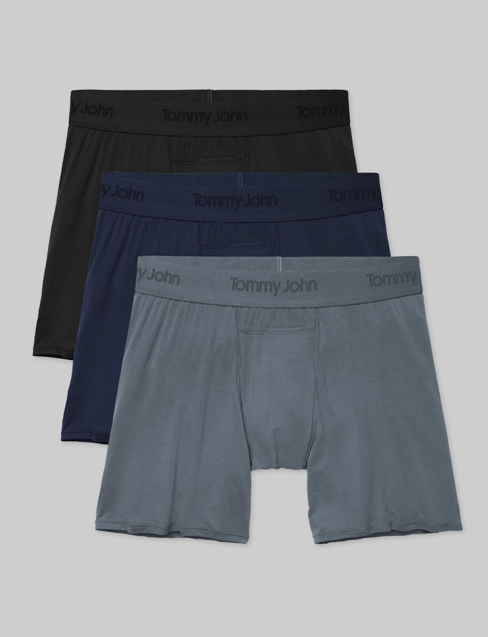 Second Skin Relaxed Fit Boxer 6" (3-Pack)::Dress Blues/Turbulence/Black