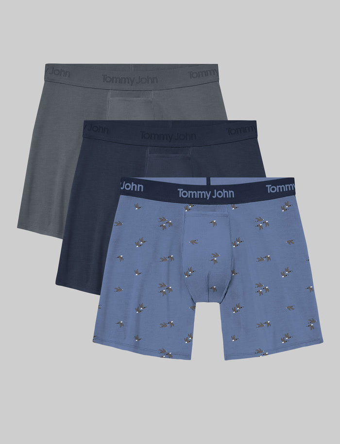 Second Skin Relaxed Fit Boxer 6" (3-Pack)::Turbulence/Dress Blues/Colony Blue Flying South