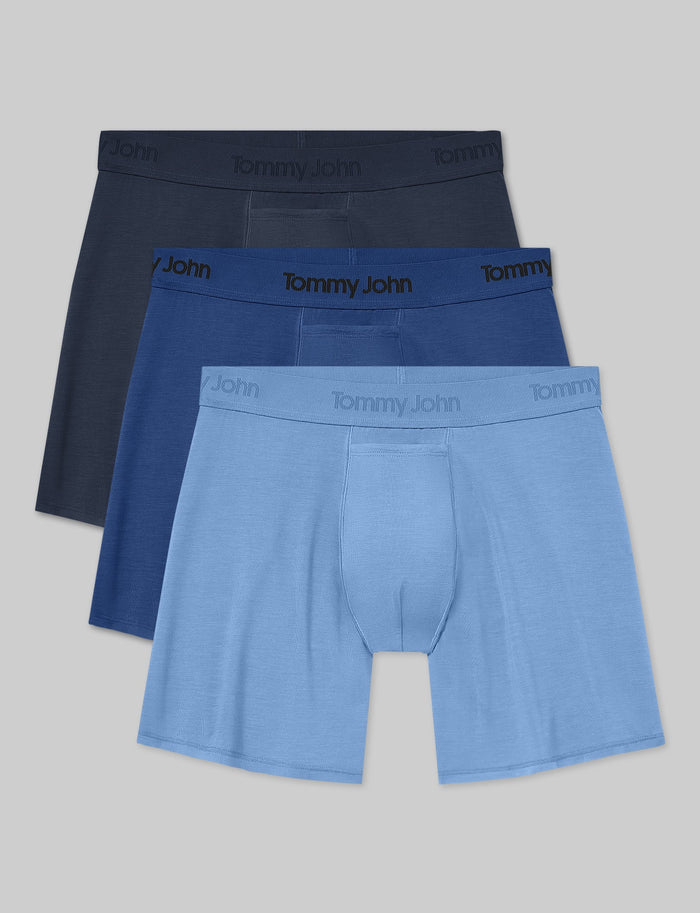 Second Skin Relaxed Fit Boxer 6" (3-Pack)::Blue/Quartz/Della Robbia