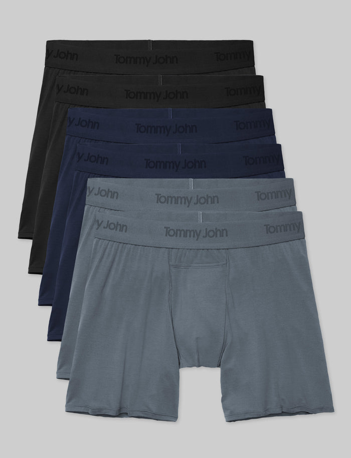 Second Skin Relaxed Fit Boxer 6" (6-Pack)::Dress Blues/Turbulence/Black