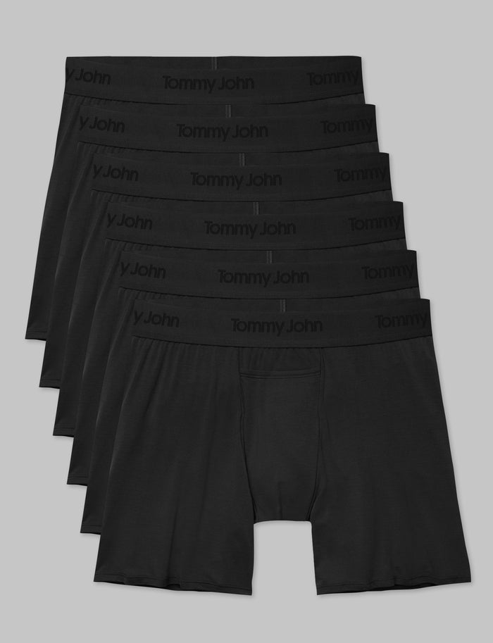 Second Skin Relaxed Fit Boxer 6" (6-Pack)::Black