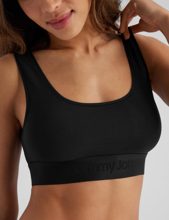 Second Skin Scoop Bralette::Black Logo WB