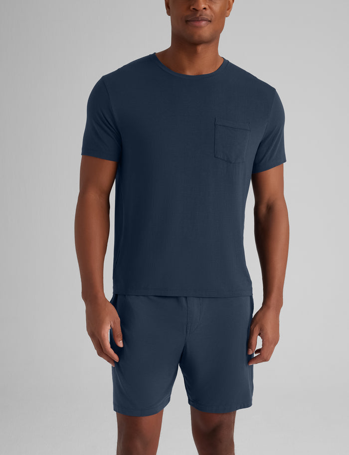 Second Skin Sleep Pocket Tee & Short Set::Dress Blues