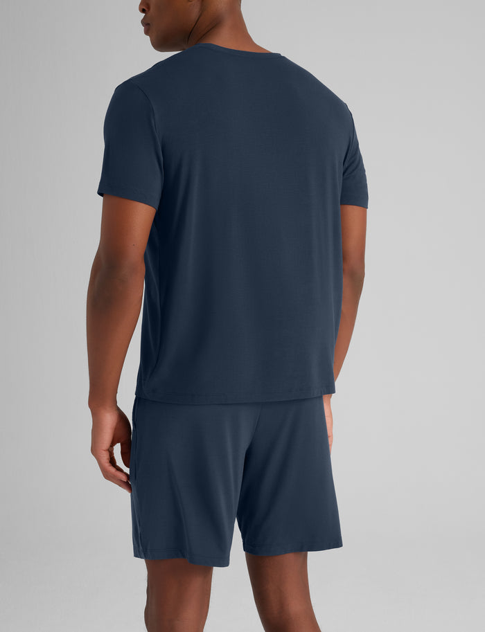 Second Skin Sleep Pocket Tee & Short Set::Dress Blues