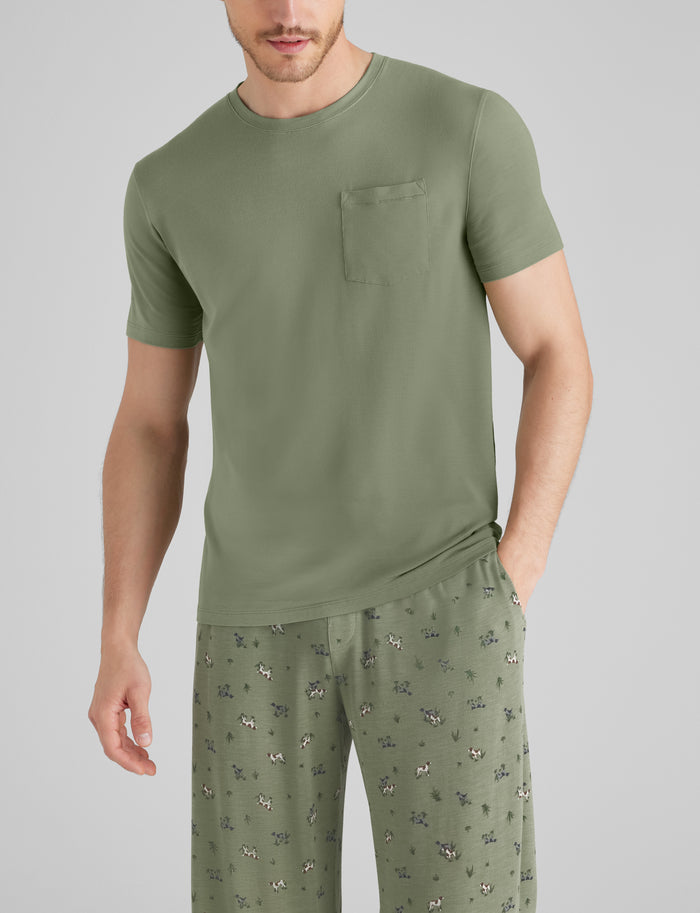 Second Skin Sleep Pocket Tee::Oil Green