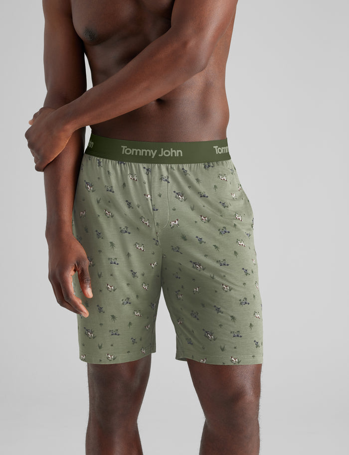 Second Skin Sleep Short::Pointer Dogs Oil Green