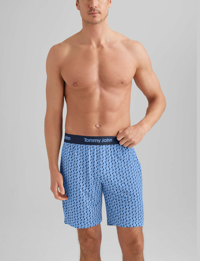 Second Skin Sleep Short::Vista Blue Micro Sharks
