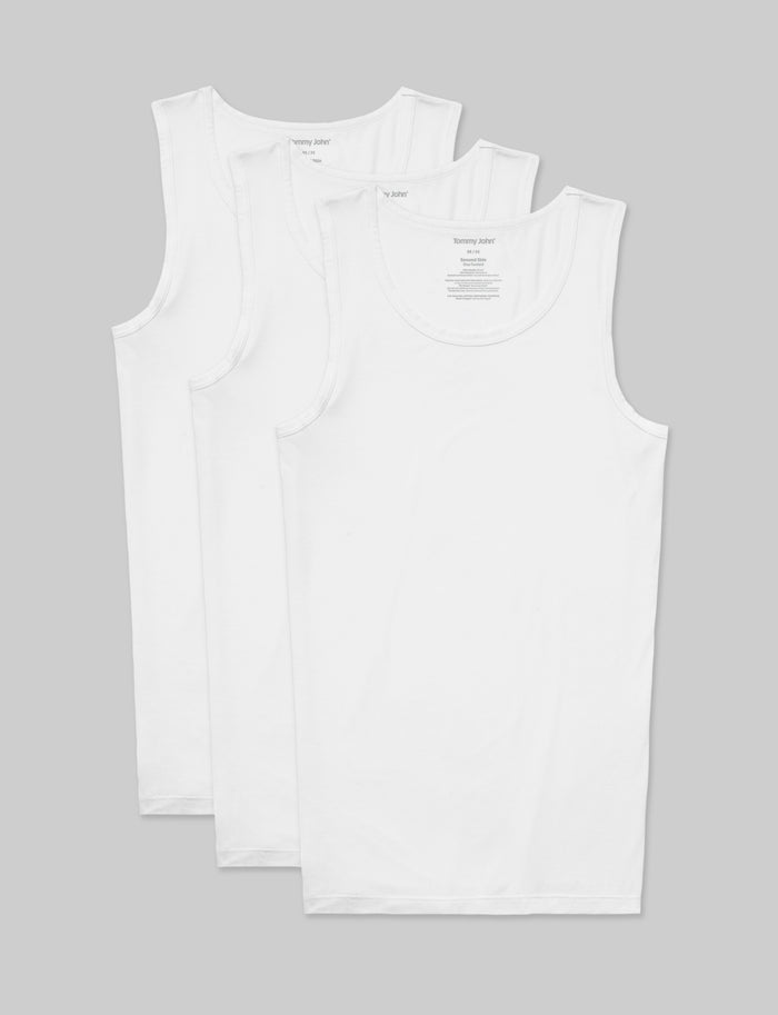 Second Skin Tank Stay-Tucked Undershirt (3-Pack)::White