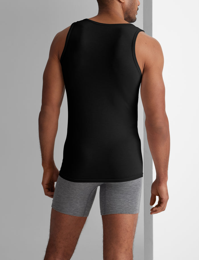 Second Skin Tank Stay-Tucked Undershirt (3-Pack)::Black