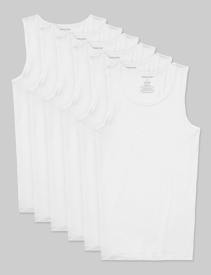 Second Skin Tank Stay-Tucked Undershirt (6-Pack)::White