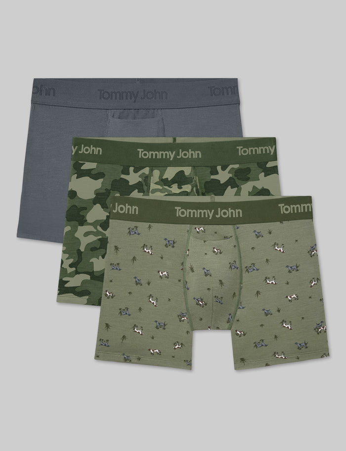 Second Skin Trunk 4" (3-Pack)::Turbulence/Bronze Green Camo/Oil Green Pointer Dogs