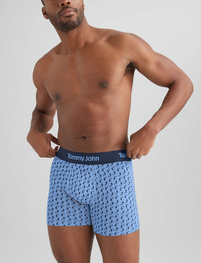 Second Skin Trunk 4"::Vista Blue Micro Sharks