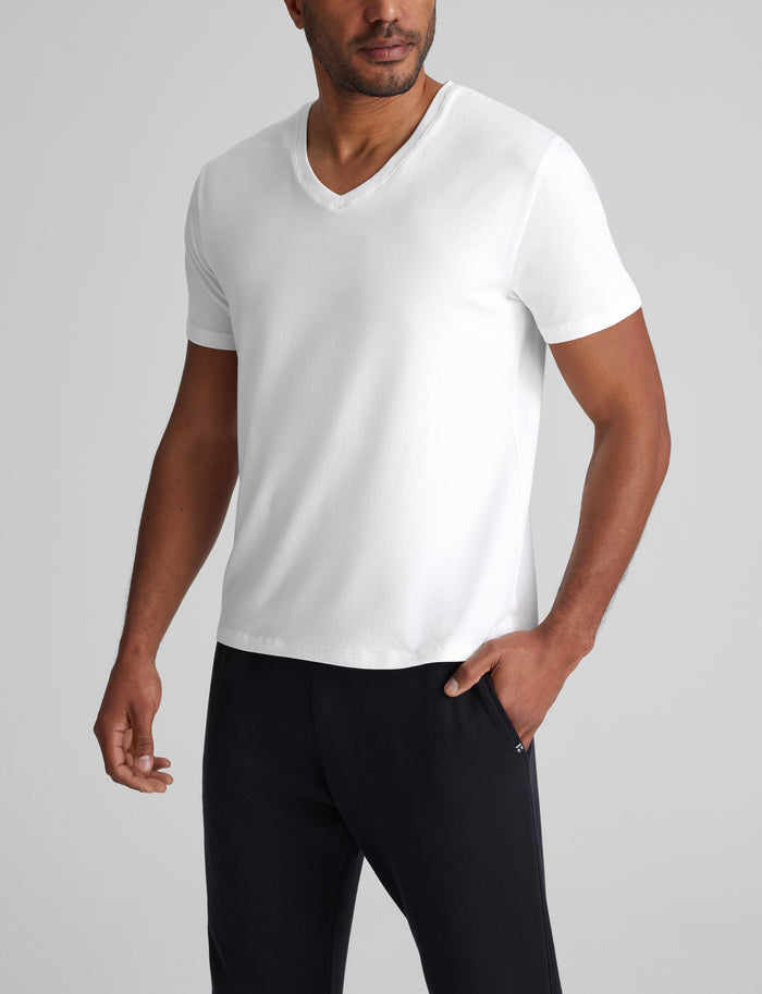 Second Skin V-Neck Tee (3-Pack)::Black/White/Dress Blues