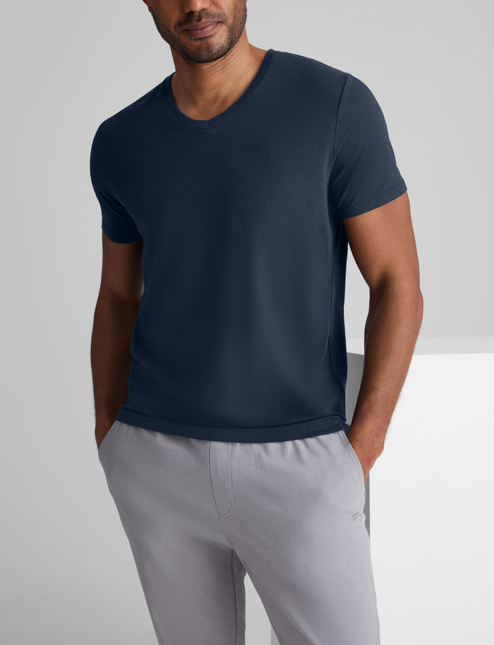 Second Skin V-Neck Tee (3-Pack)::Black/White/Dress Blues