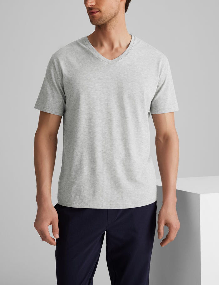 Second Skin V-Neck Tee::Heather Grey