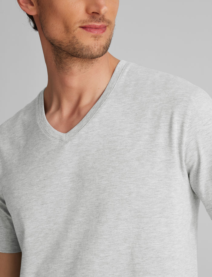 Second Skin V-Neck Tee::Heather Grey
