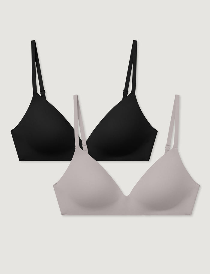 Second Skin Wireless T-Shirt Bra (2-Pack)::Black/Ashes of Roses