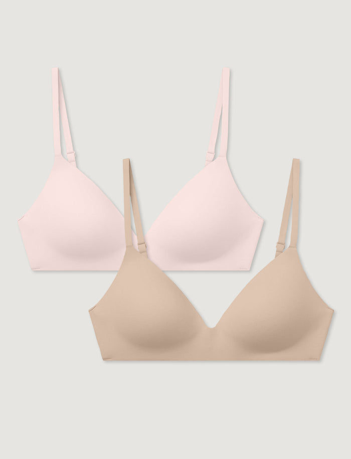 Second Skin Wireless T-Shirt Bra (2-Pack)::Rosewater/Shifting Sand