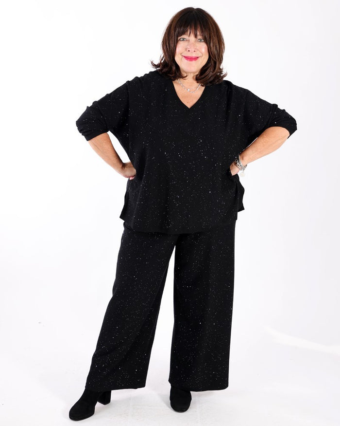 Sequined Sweater Knit Culotte Pants - Joseph Ribkoff
