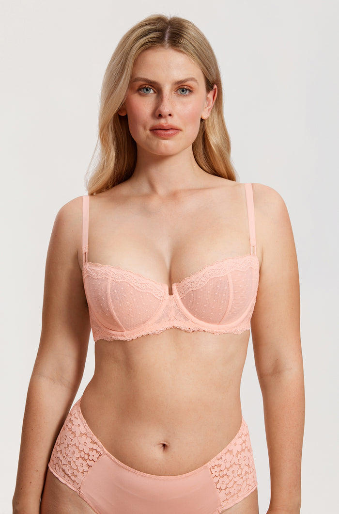 Women's Sexy Mesh Lace Balconette Bra Peachy Keen