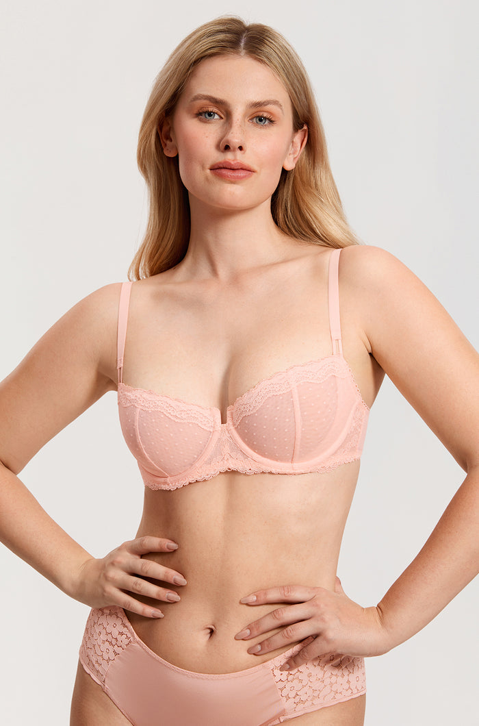 Women's Sexy Mesh Lace Balconette Bra Peachy Keen