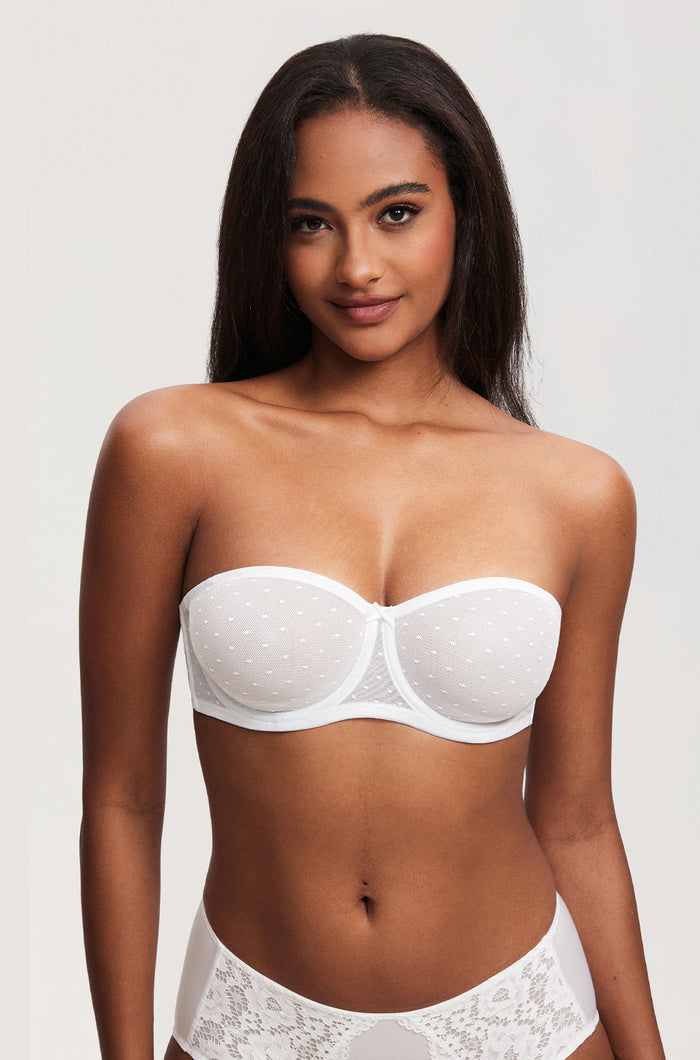 Women's Sexy Mesh Strapless Bra White