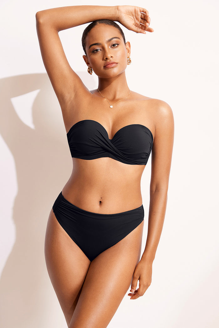 Women's Sexy Strapless Bandeau Bikini Top Black