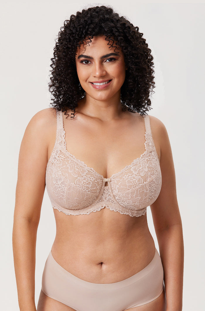 Women's Sheer Lace Unlined Bra Beige