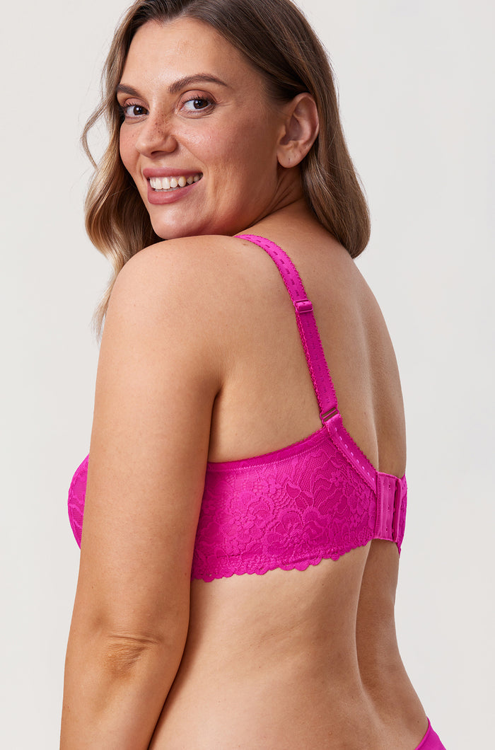 Women's Sheer Lace Unlined Bra Glitter Pink