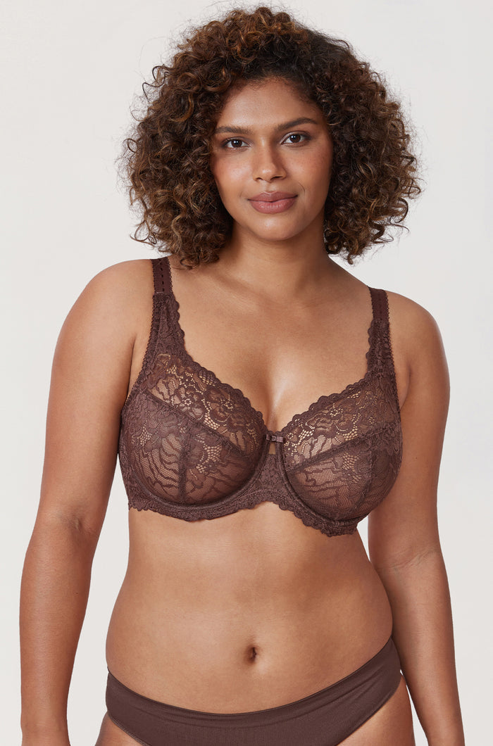 Women's Sheer Lace Unlined Bra Taupe
