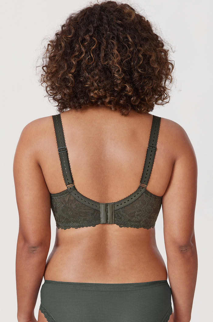 Women's Sheer Lace Unlined Bra Olive Green