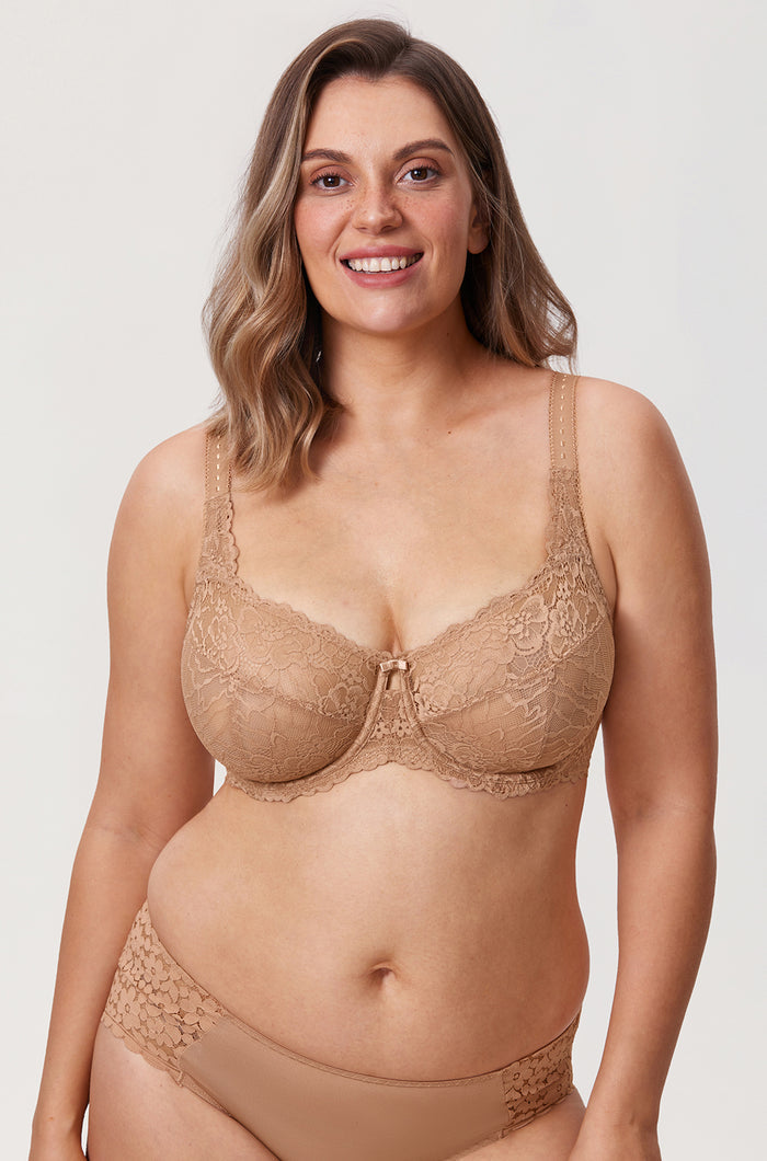 Women's Sheer Lace Unlined Bra Barely Buff