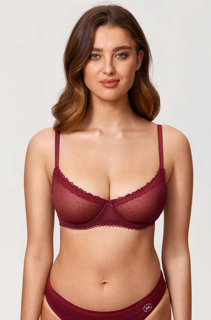 Sheer Mesh Lace Demi Bra