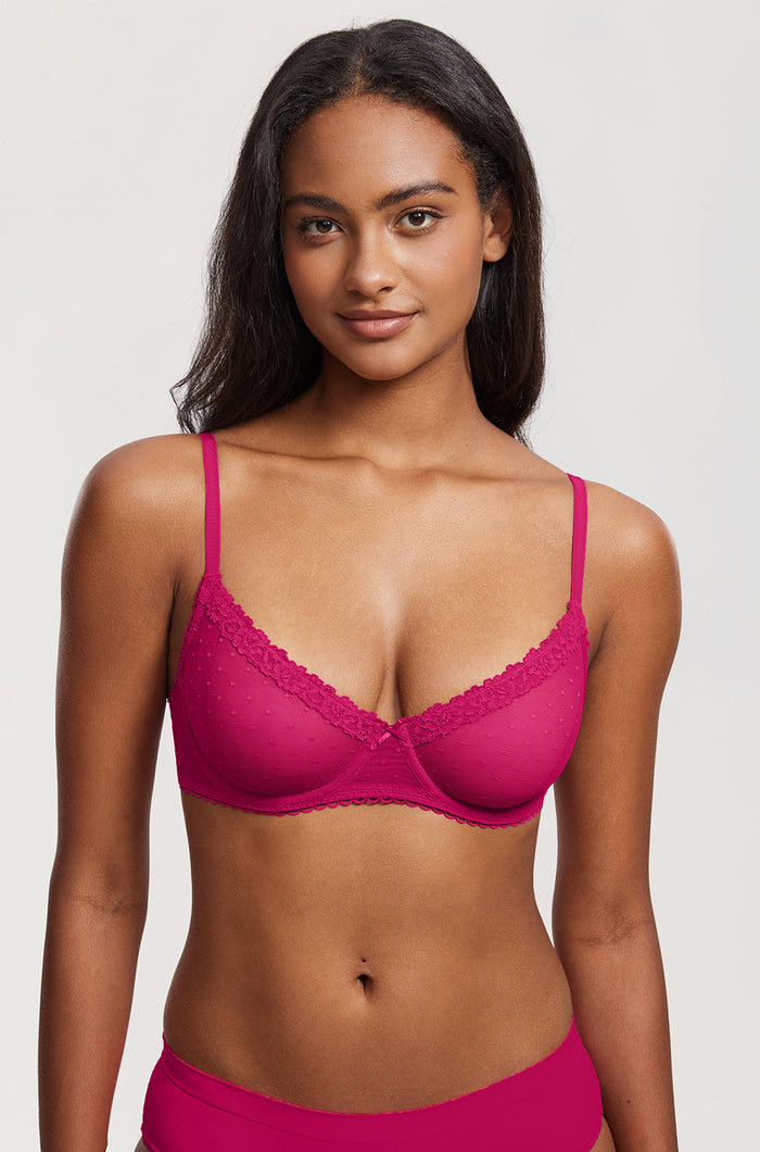 Sheer Mesh Lace Demi Bra