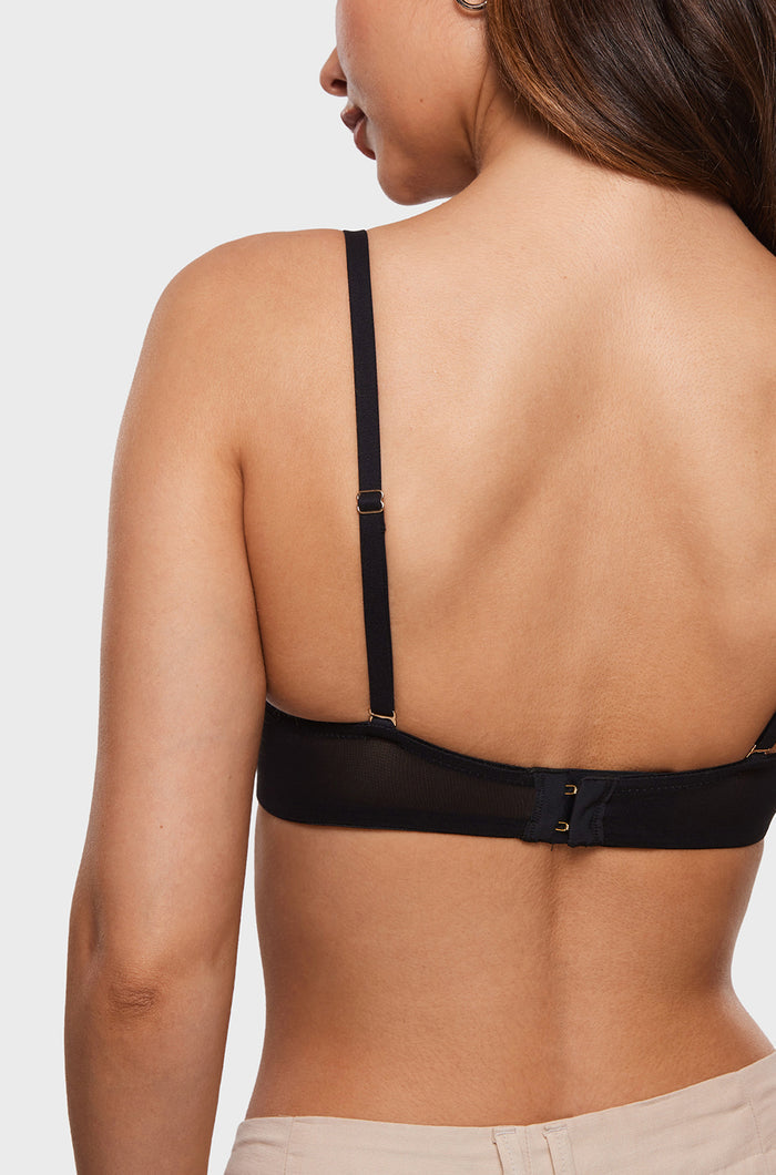 Women's Sheer Mesh Strapless Bra Black