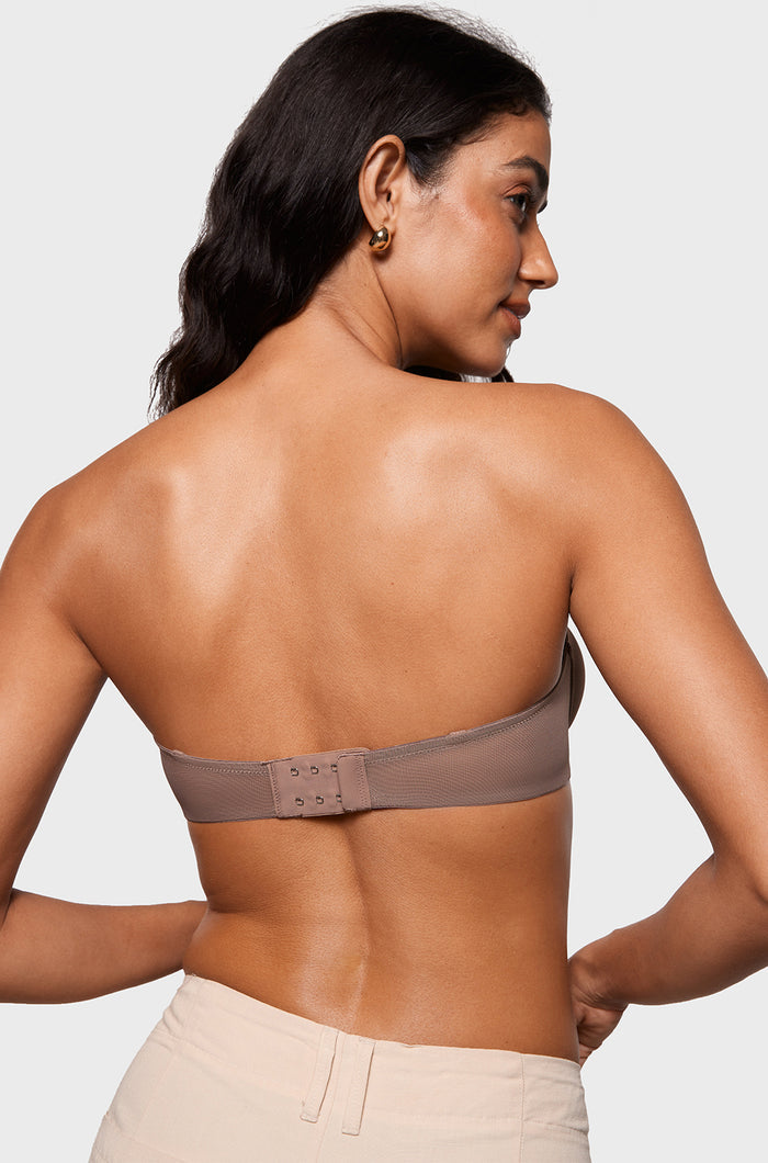 Women's Sheer Mesh Strapless Bra Brown Purple