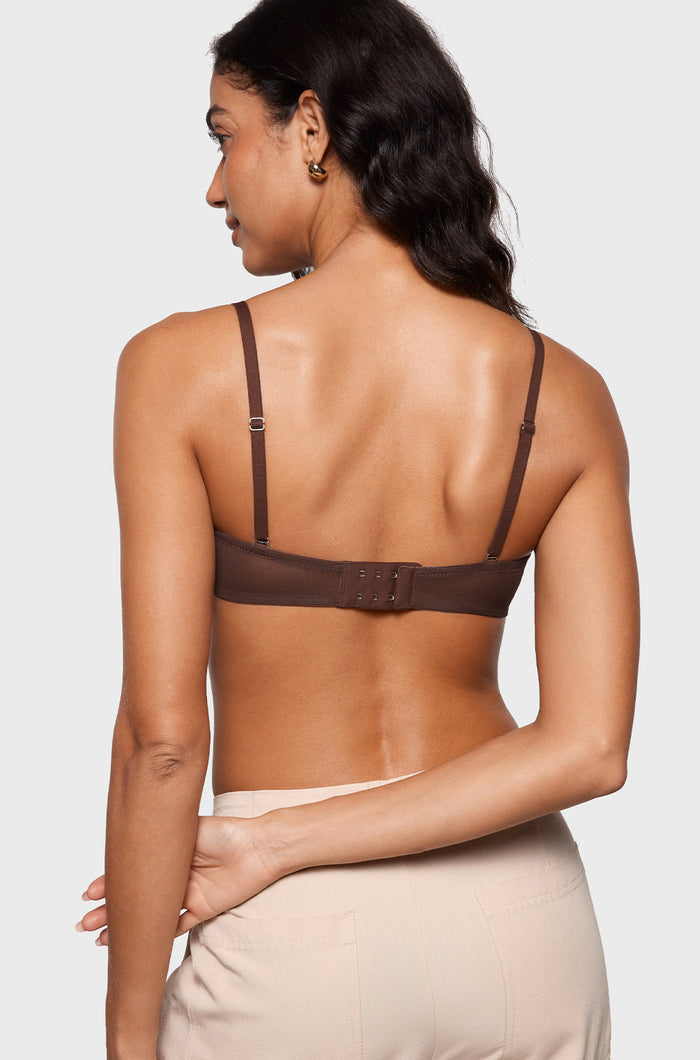 Women's Sheer Mesh Strapless Bra Hazelnut