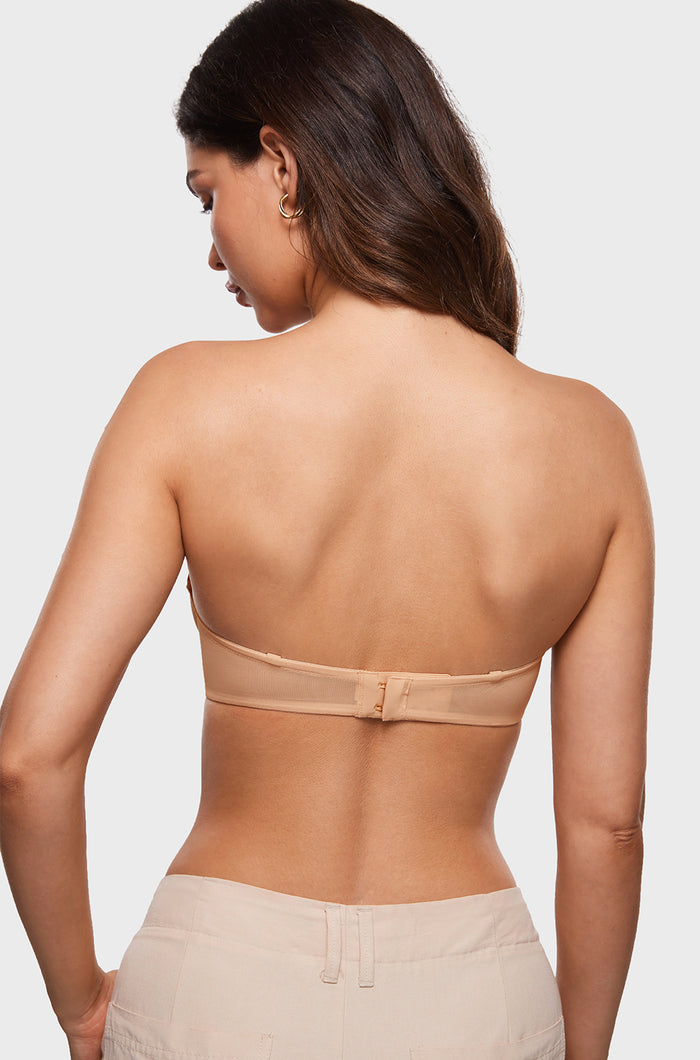Women's Sheer Mesh Strapless Bra Warm Beige