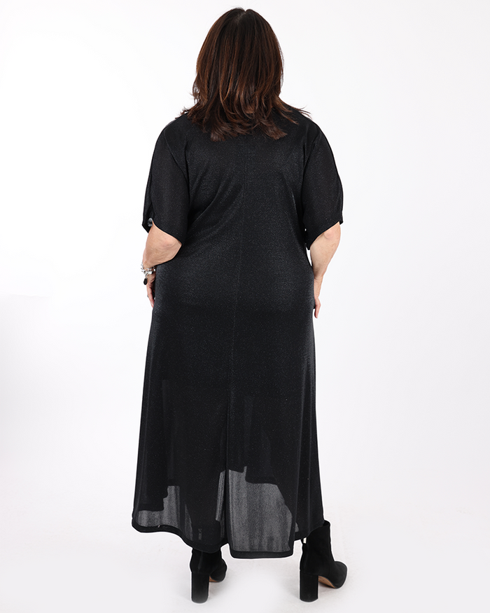 Shimmering black dress V neck - Mat