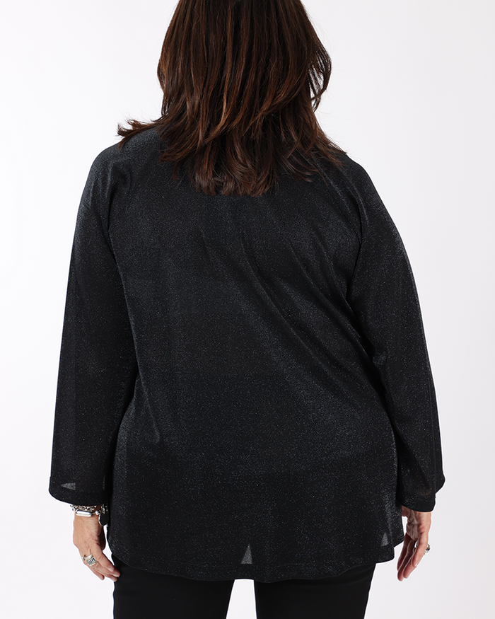 Shimmering black top V neck - Mat