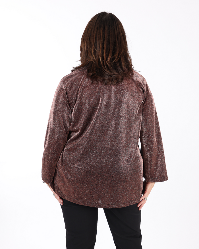 Shimmering bronze top V neck - Mat