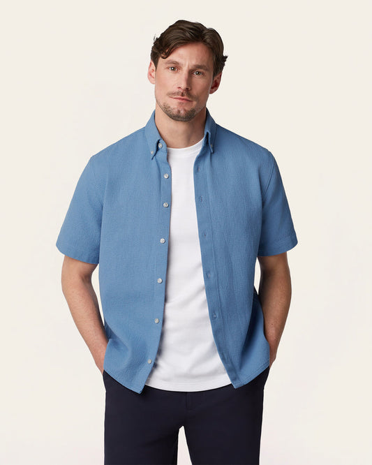 Short Sleeve Shirt Off White / Light Blue