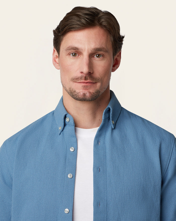 Short Sleeve Shirt Off White / Light Blue